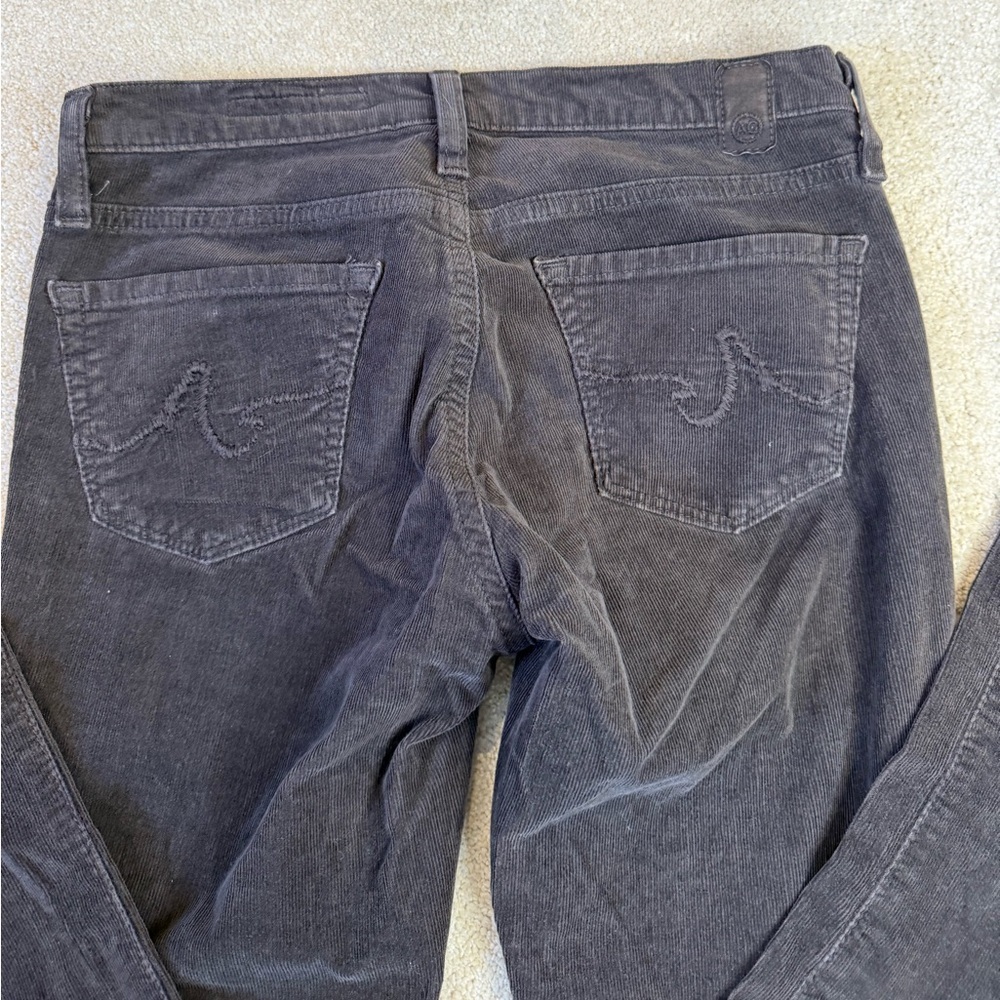 AG Adriano Goldschmied Black Charcoal Velvet Corduroy Straight Leg Pants Size 25 - Picture 12 of 16